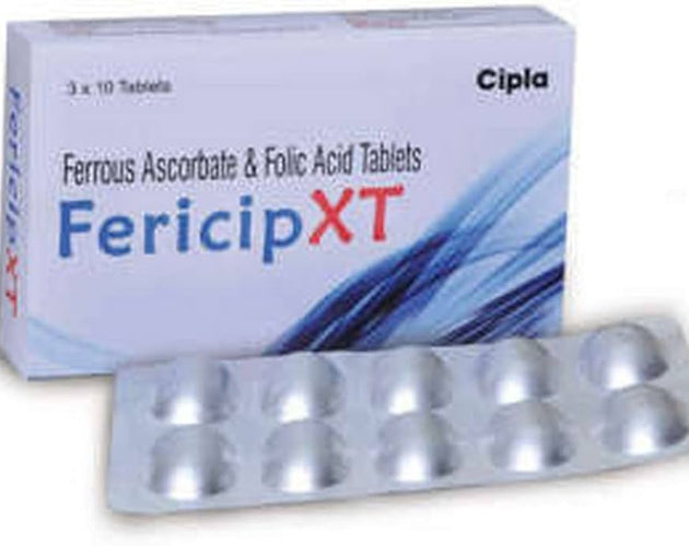 Fericip-Xt (Iron, Vitamin C, Folic Acid -Pack of 30 Tablets
