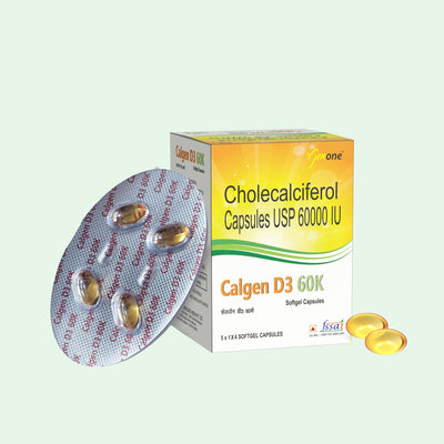 GenOne Calgen D3 Vitamin D3 Capsule for boosting immunity, Healthy bones and Strong muscles (20 Caps)