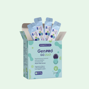 GenPro GG Duo Probiotic Mouth Melt Sachets for Bloating and Gut Health | Lactobacillus rhamnosus GG & Saccharomyces boulardii | 15 Sachets