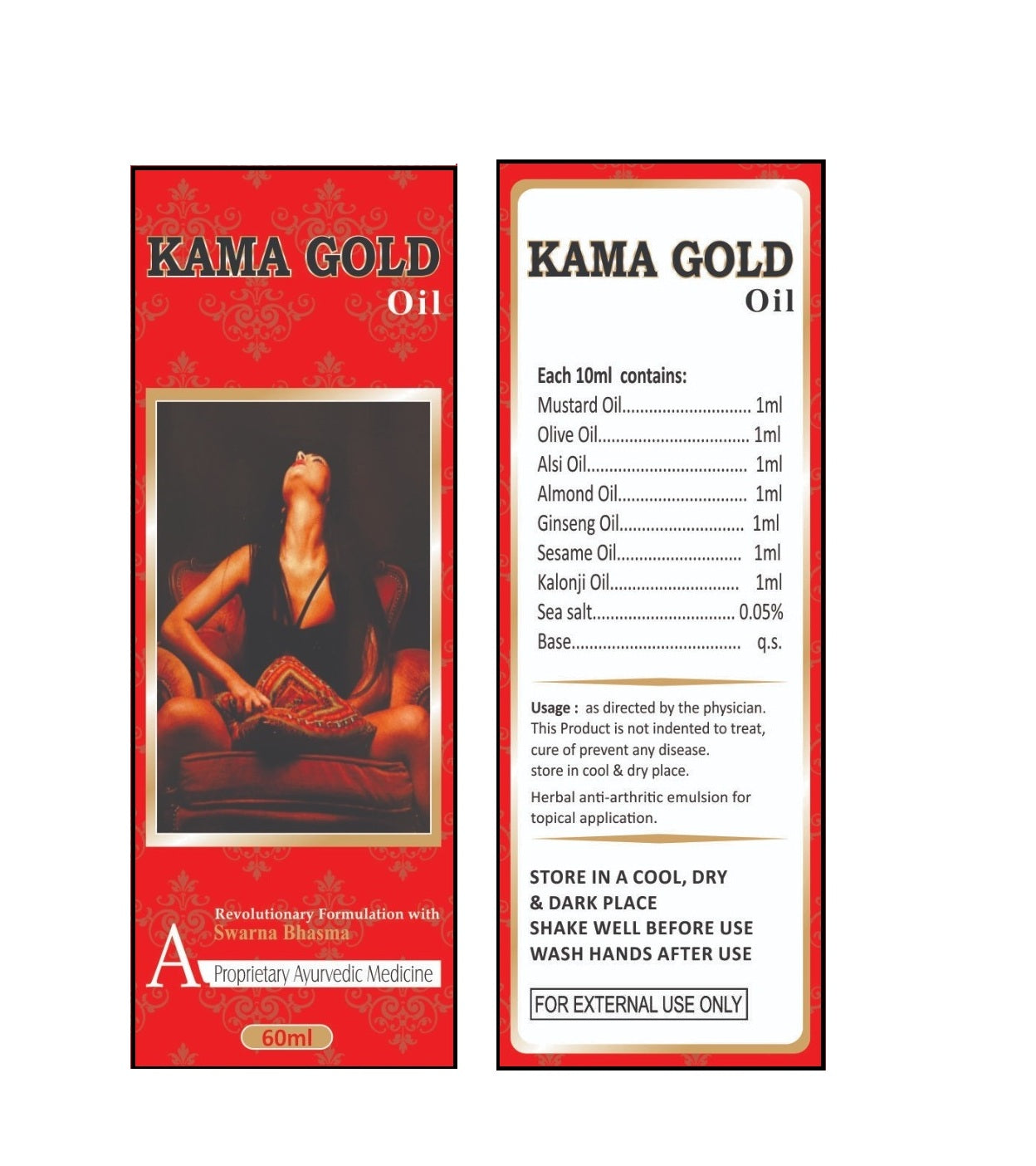 GenOne Kama Gold Oil for Nerves Strength Massage Oil (60 ml Roll on Pack)
