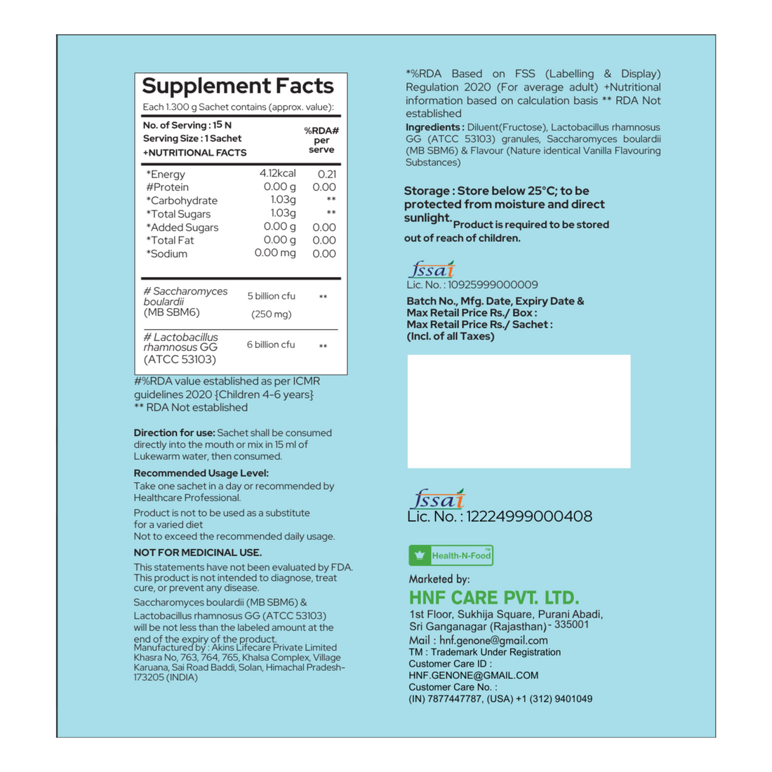 GenPro GG Duo Probiotic Mouth Melt Sachets for Bloating and Gut Health | Lactobacillus rhamnosus GG & Saccharomyces boulardii | 15 Sachets