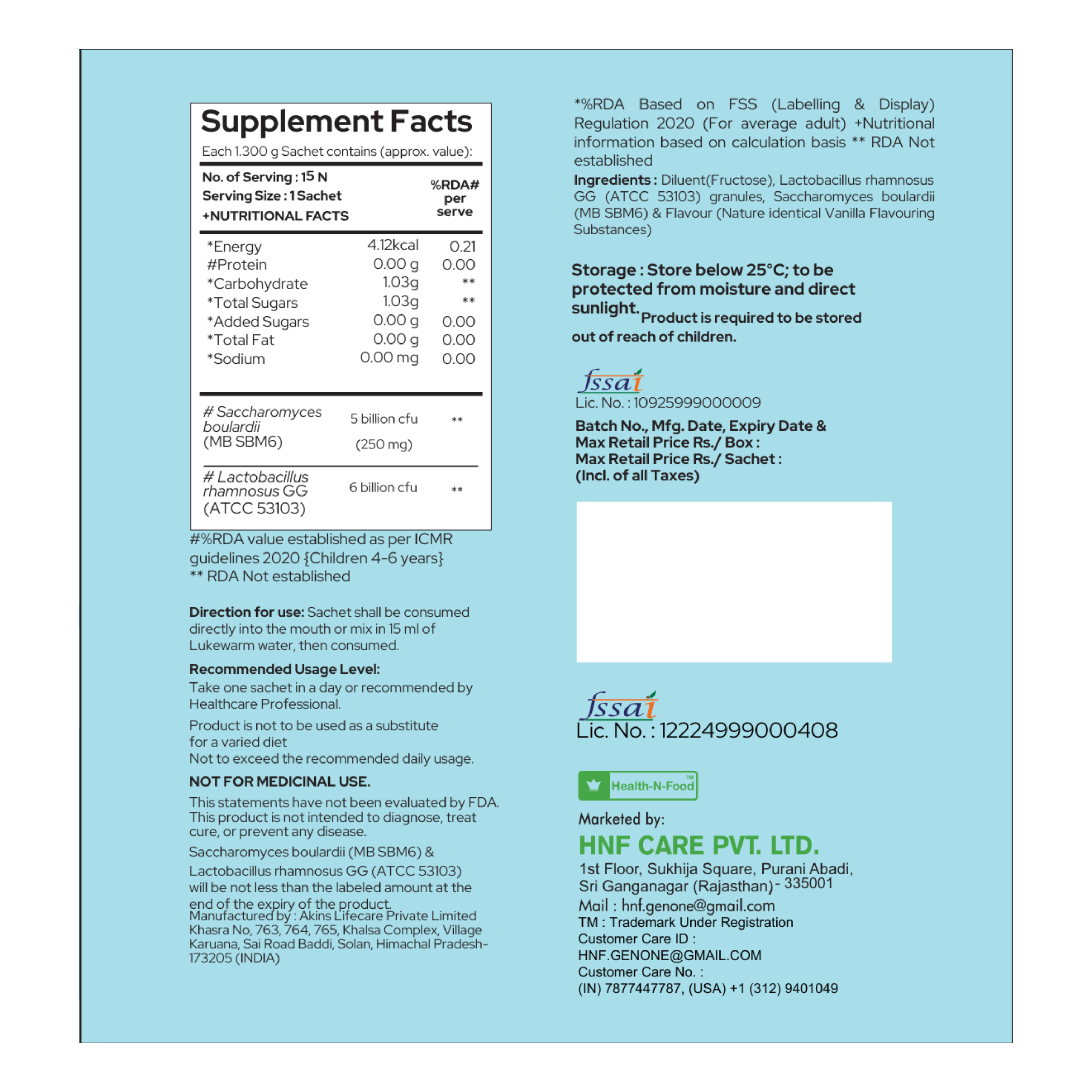 GenPro GG Duo Probiotic Mouth Melt Sachets for Bloating and Gut Health | Lactobacillus rhamnosus GG & Saccharomyces boulardii | 15 Sachets