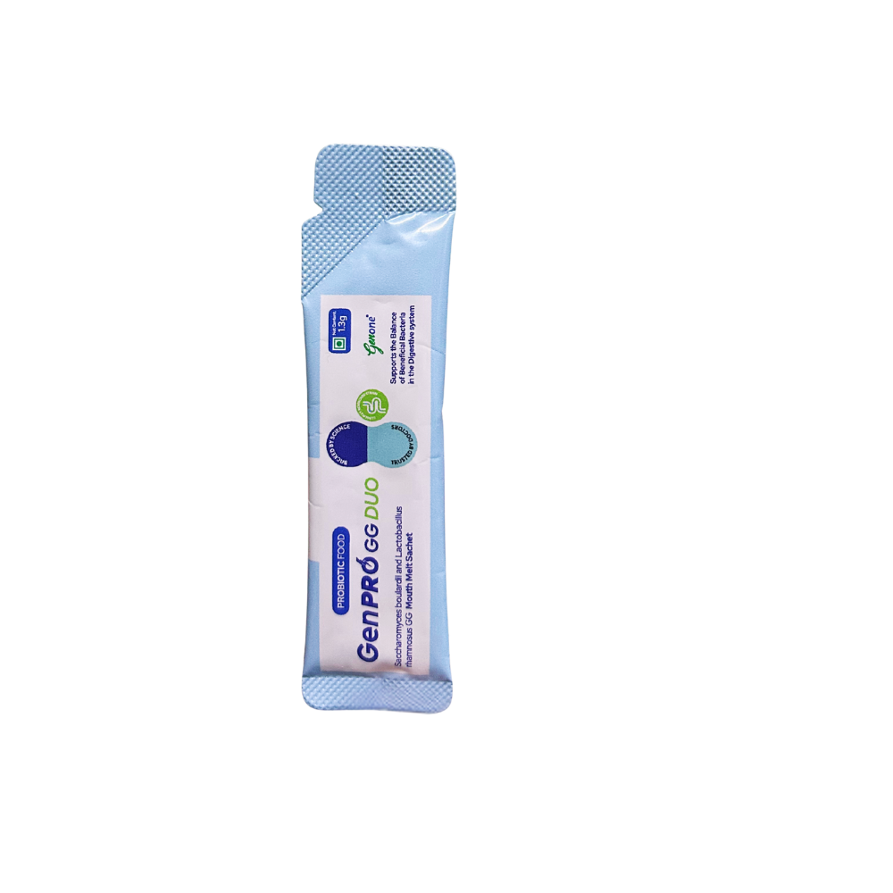 GenPro GG Duo Probiotic Mouth Melt Sachets for Bloating and Gut Health | Lactobacillus rhamnosus GG & Saccharomyces boulardii | 15 Sachets