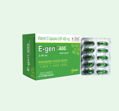 Genone E-gen 400 Best Nutrition Vitamin E Oil Capsules for Glowing Skin and Nourished Hairs