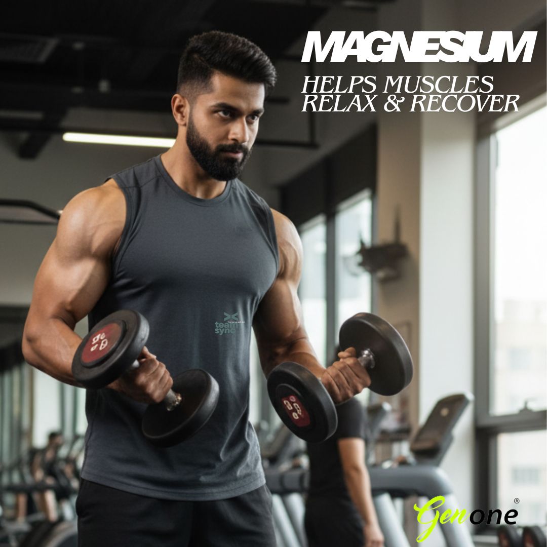 GenOne D-Gen Mag | Magnesium Glycinate Complex (eq to El. Mg. 250 mg) + Vitamin D3 (1000 IU) | 30 Tablets | Supports Muscle, Bone & Nerve Health | High Absorption | Gentle on Stomach